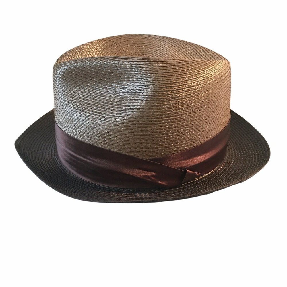 Dobbs Fifth Avenue Mens Fedora Hat Woven Brown - Picture 3 of 7